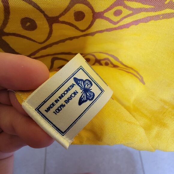 Bali Imports Geometric Fringe Wrap Rayon Scarf Yellow - Picture 5 of 10